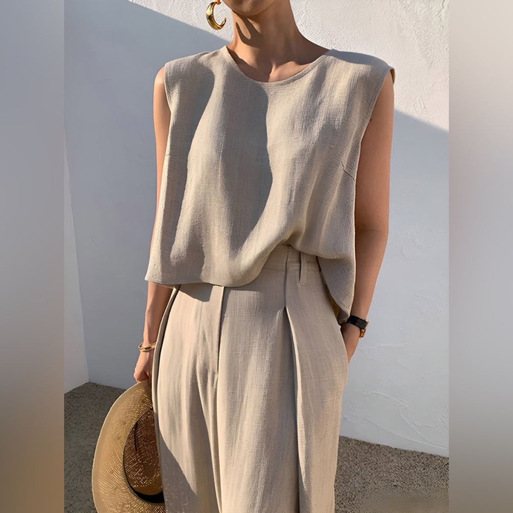 Commense Wide-Leg Pants in Light Beige - Picture 2 of 16